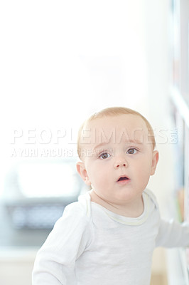 Buy stock photo Shot of a cute little baby boy 