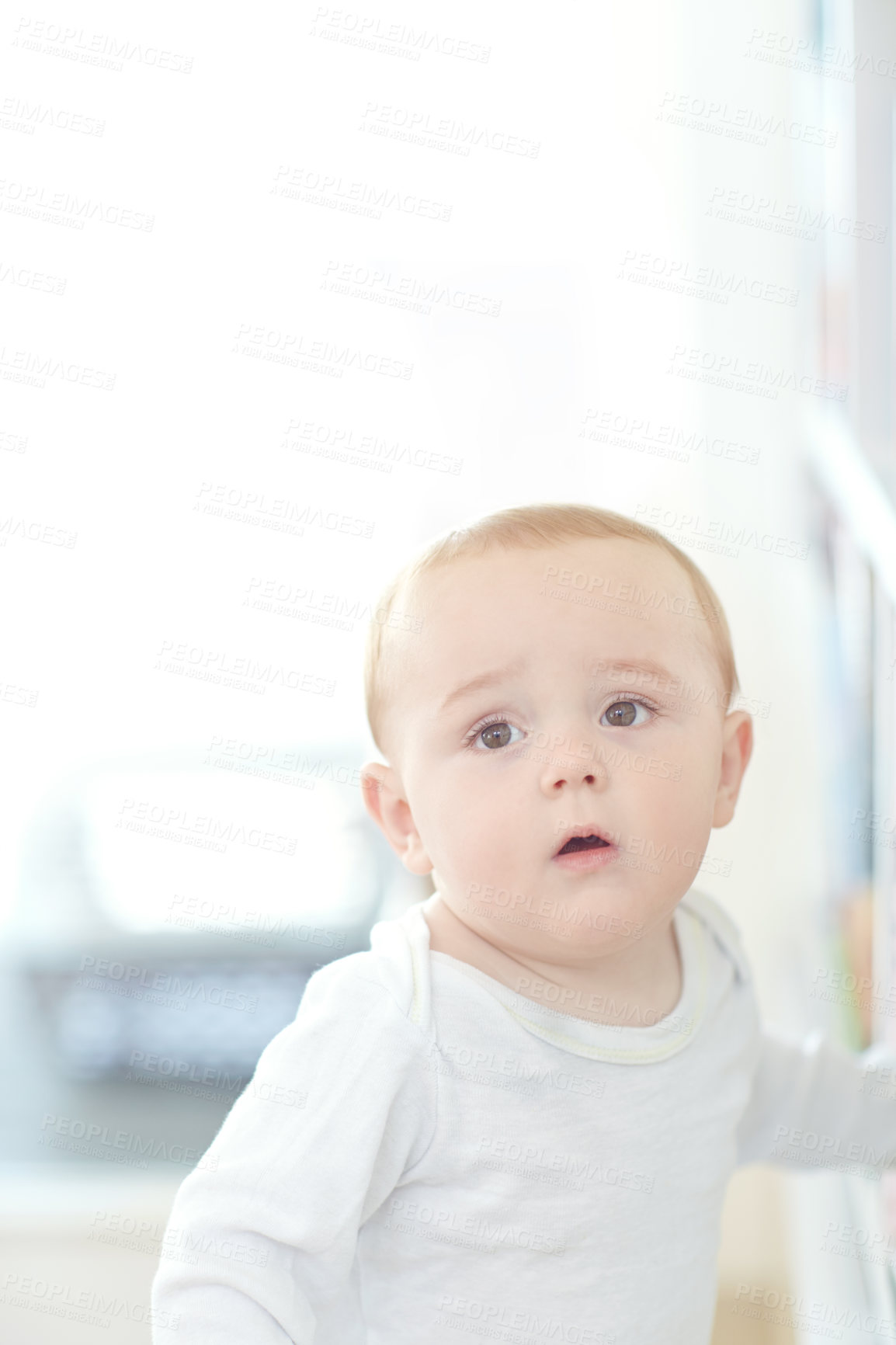 Buy stock photo Shot of a cute little baby boy 