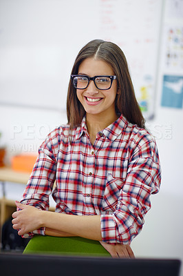 Buy stock photo Shot of a beautiful designer wearing glasses