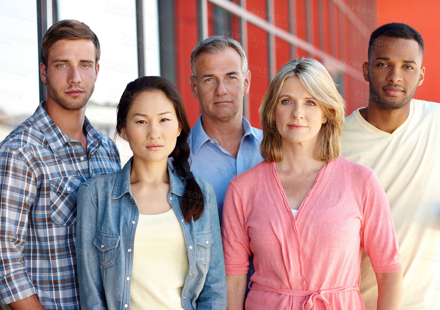 Buy stock photo Portrait of a diverse group of coworkers in a casual office environment 