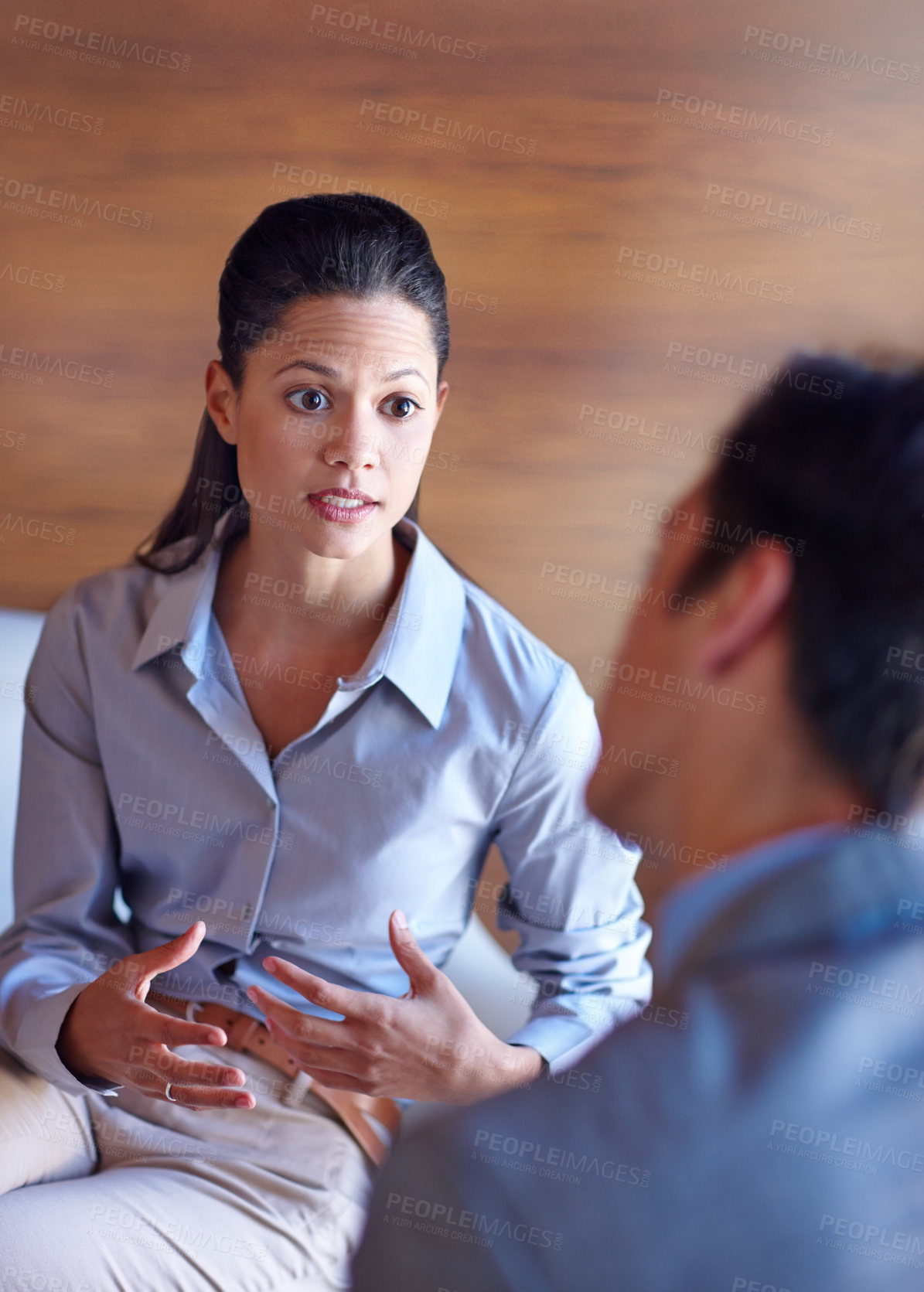 Buy stock photo Teamwork, discussion and planning with business people in office for meeting, partnership and project management. Proposal, brainstorming and corporate with employee in agency for coaching and idea