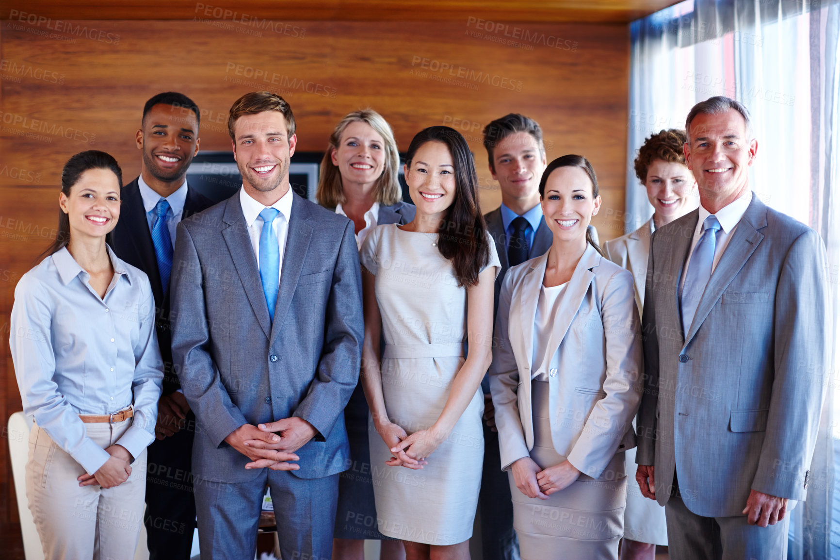Buy stock photo Portrait of a diverse group of businesspeople in the office