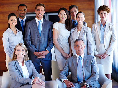 Buy stock photo Portrait of a diverse group of businesspeople in the office