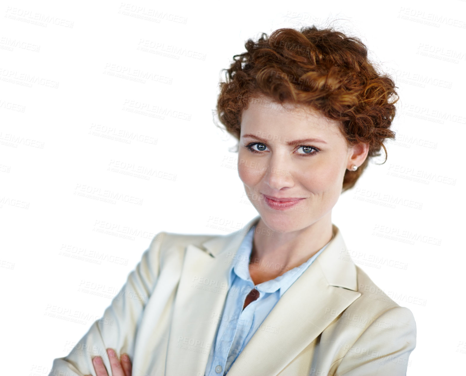 Buy stock photo Portrait, business woman and career with confidence, pride and happy as accountant in financial firm. Female person, professional and staff for investment opportunity in company on studio background