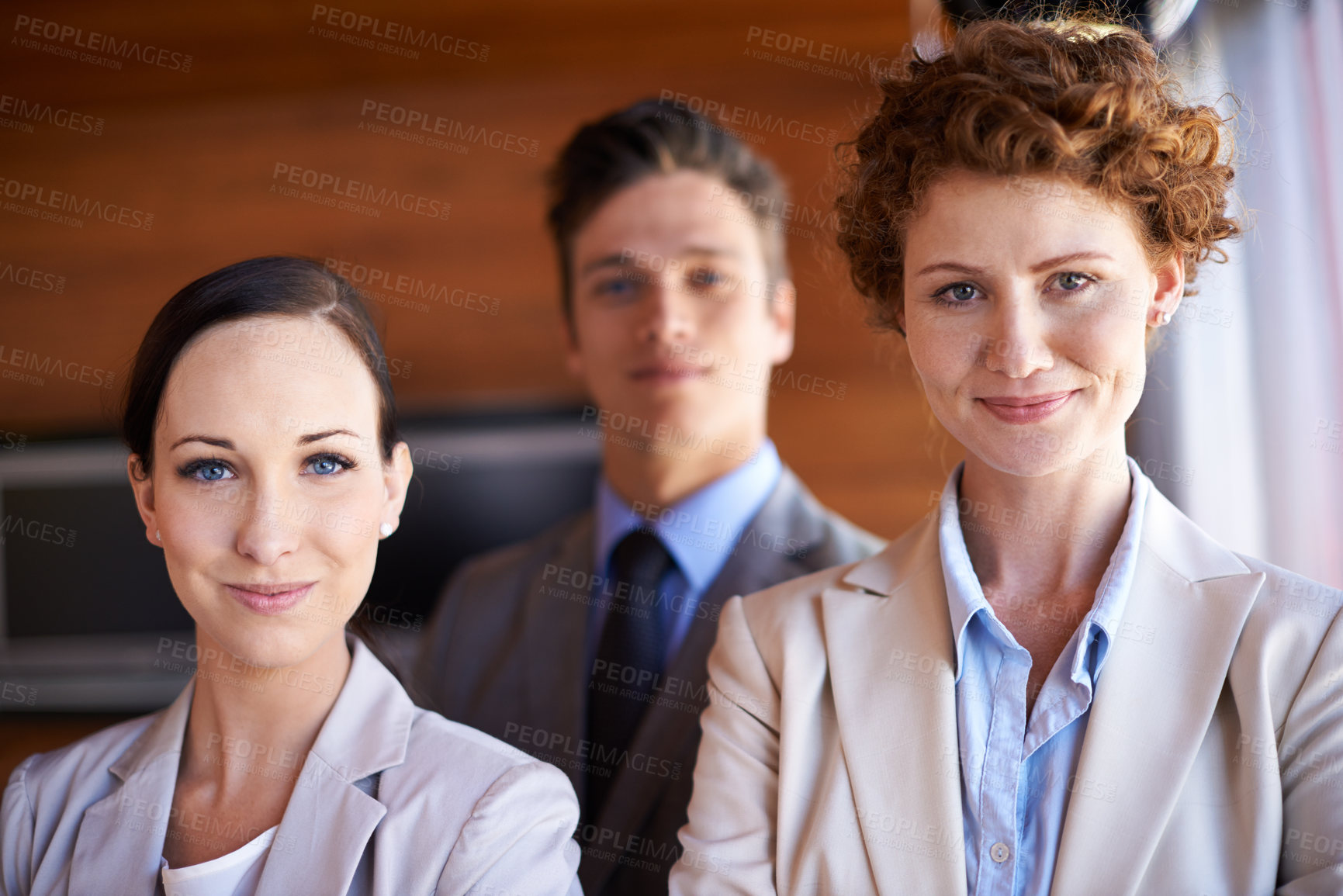 Buy stock photo Portrait, confidence and group of business people in office together with diversity, smile and solidarity. About us, support and happy team with leadership, pride and management at corporate agency