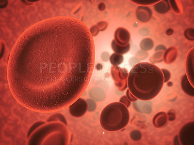 Buy stock photo Microscopic view of red blood cells in the human body