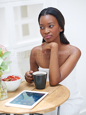 Buy stock photo A young woman eating strawberries