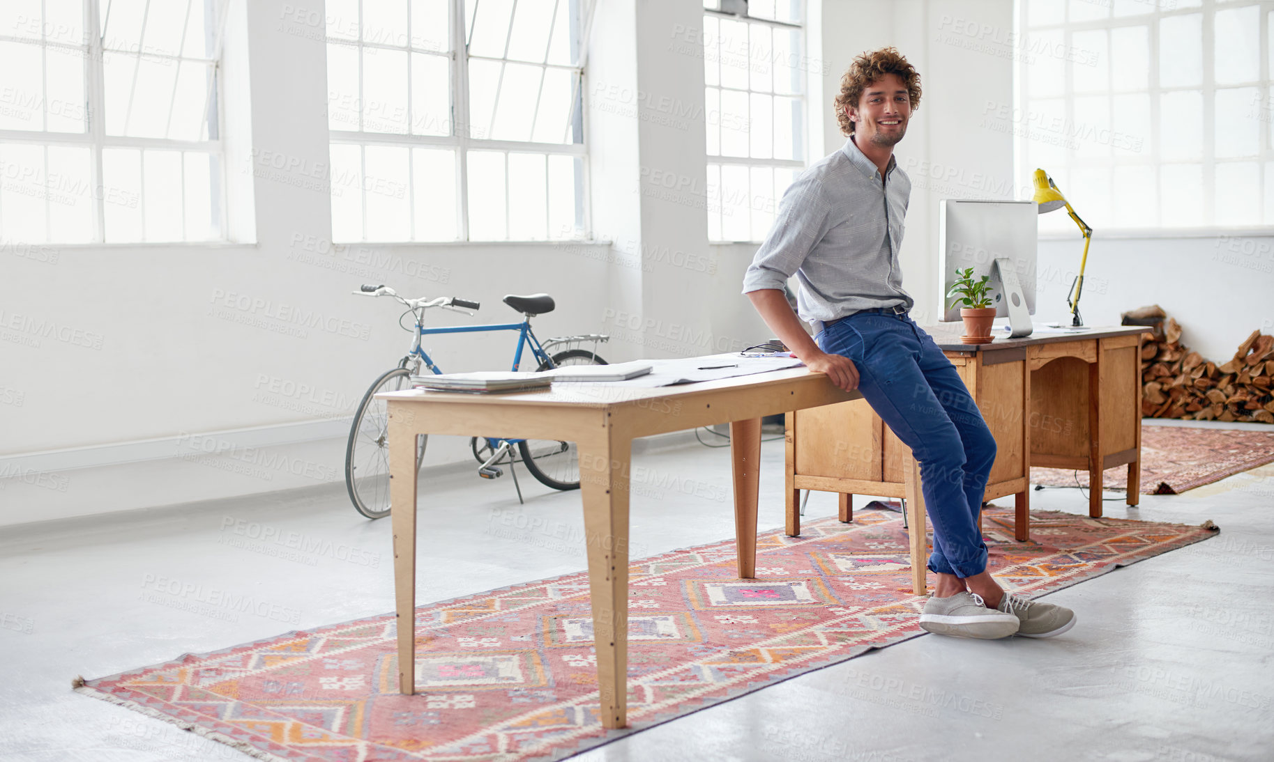 Buy stock photo Full length portrait of a handsome male designer in his modern office 