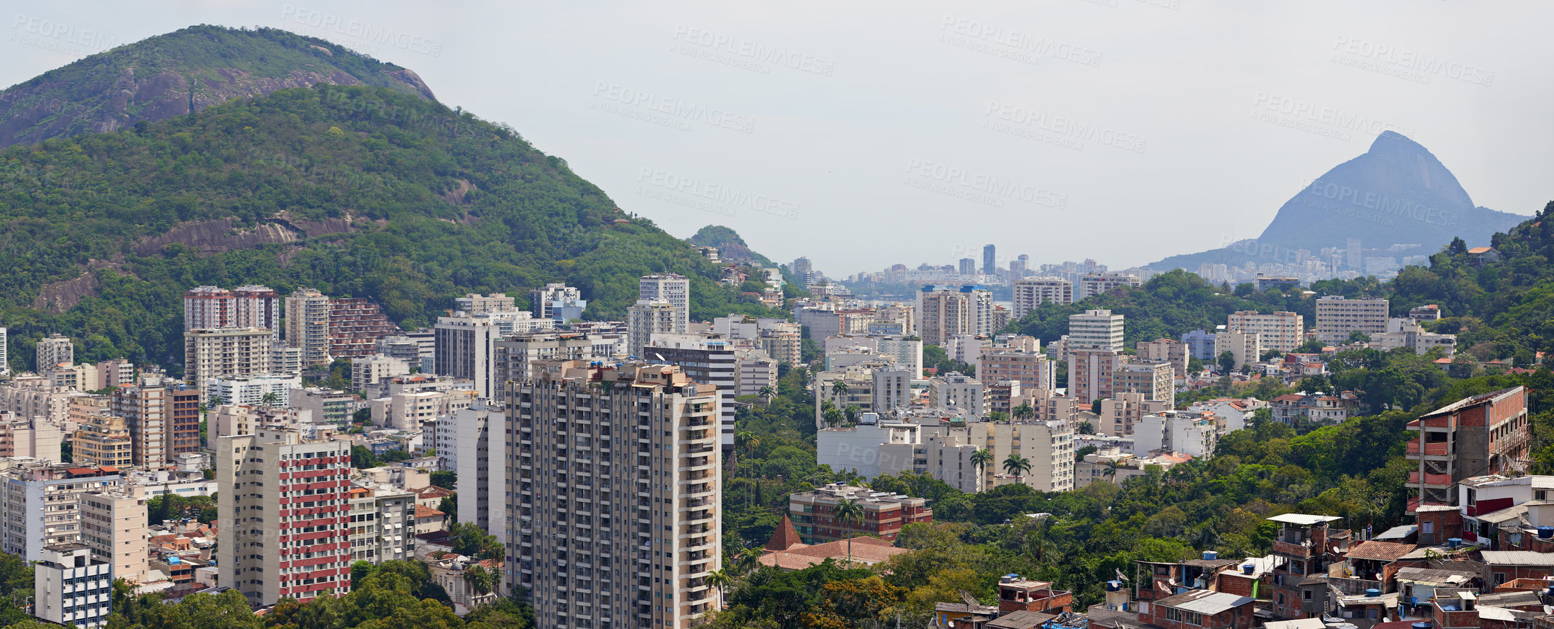 Buy stock photo A cityscape of Brazil highlighting  income inequality