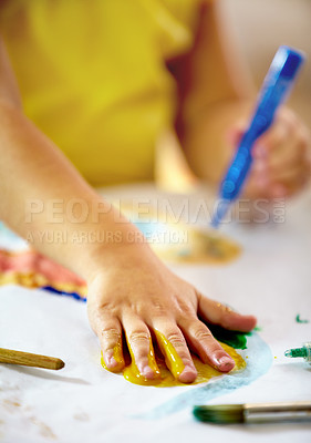 Buy stock photo Shot of a young child painting