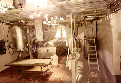 Buy stock photo Shot of the workings of a microbrewery