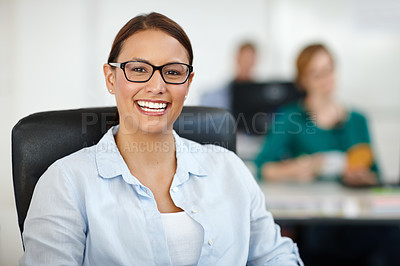 Buy stock photo Shot of a beautiful female designer smiling at the camera
