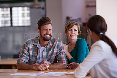 Buy stock photo Cropped shot of young designers working together in their office