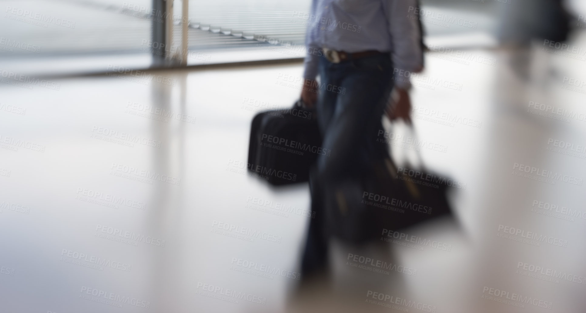 Buy stock photo City, blurred and person walking for morning commute with motion, population and social demographics. Society, men and women on busy street with urban movement, travel culture or community in capital