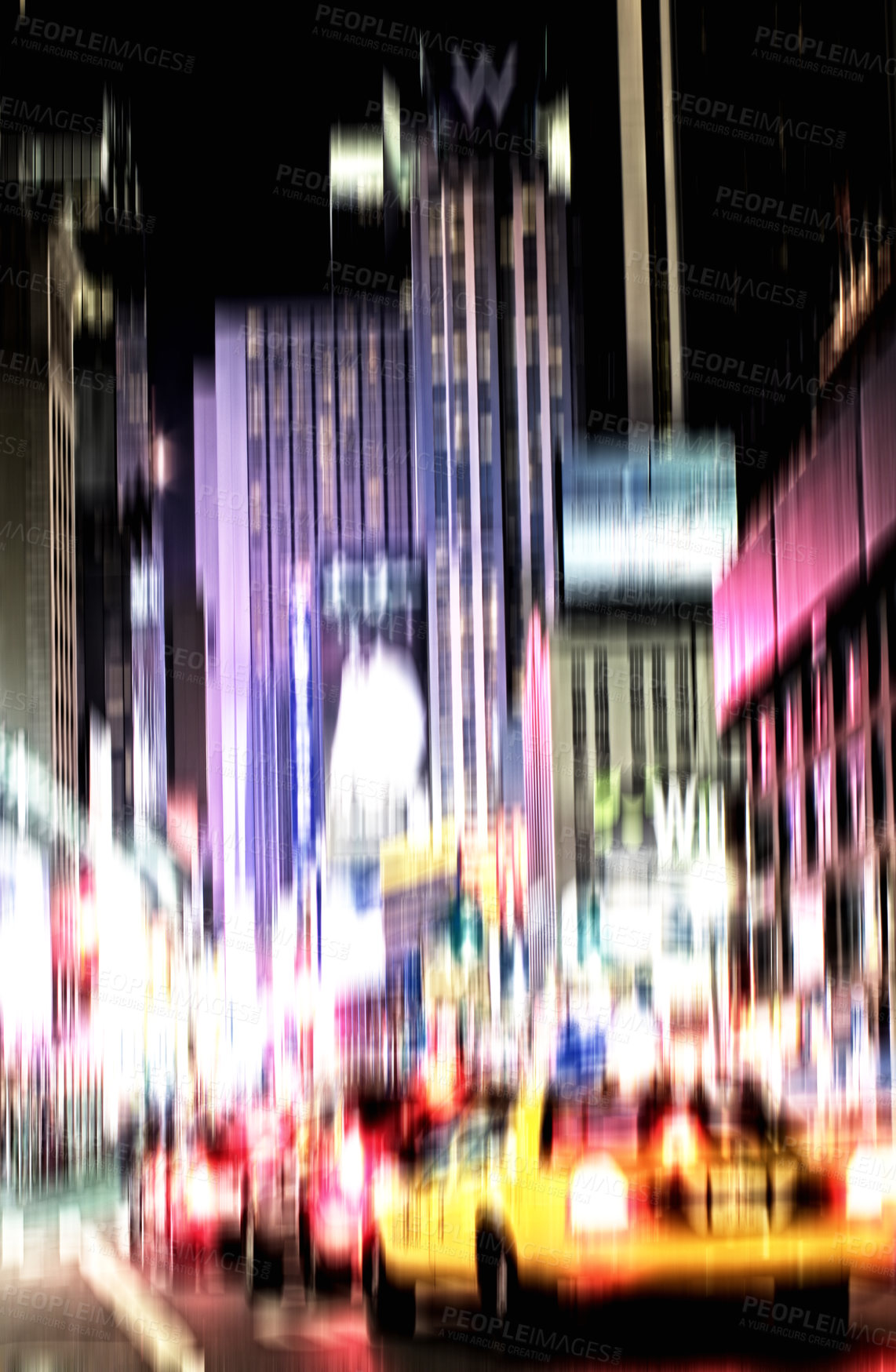 Buy stock photo Motion and lens blurred city images - from details to sky scrapers