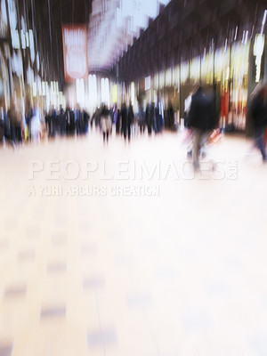 Buy stock photo Motion and lens blurred photo of city people