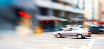 Buy stock photo Motion and lens blurred city images - from details to sky scrapers