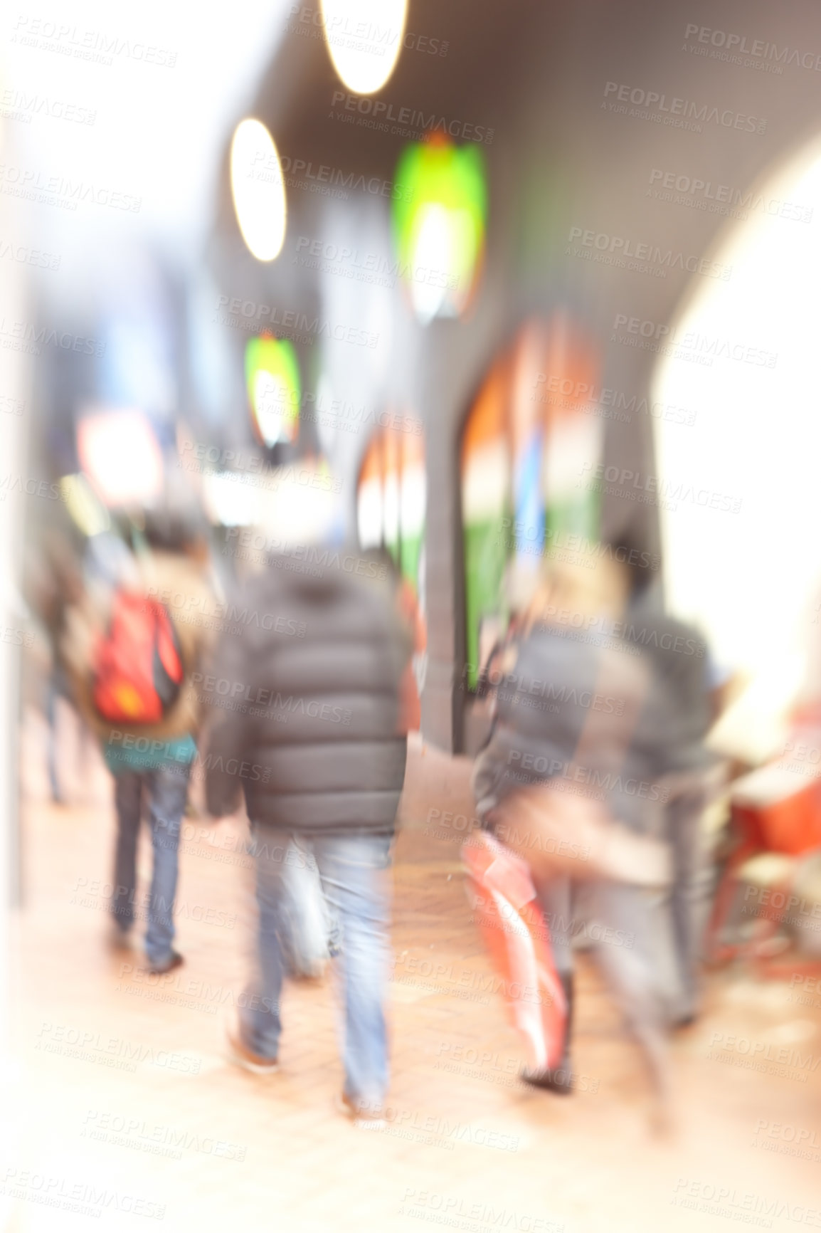 Buy stock photo Blurred, city and crowd on street outdoor in London for population migration at night with light. Busy people, motion or walking on road for travel, journey or commute in urban society with buildings