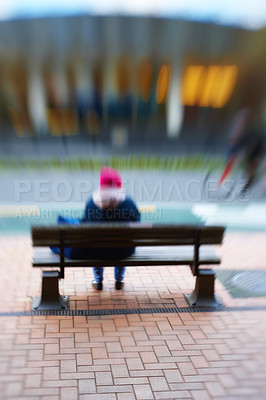 Buy stock photo Motion and lens blurred photo of city people