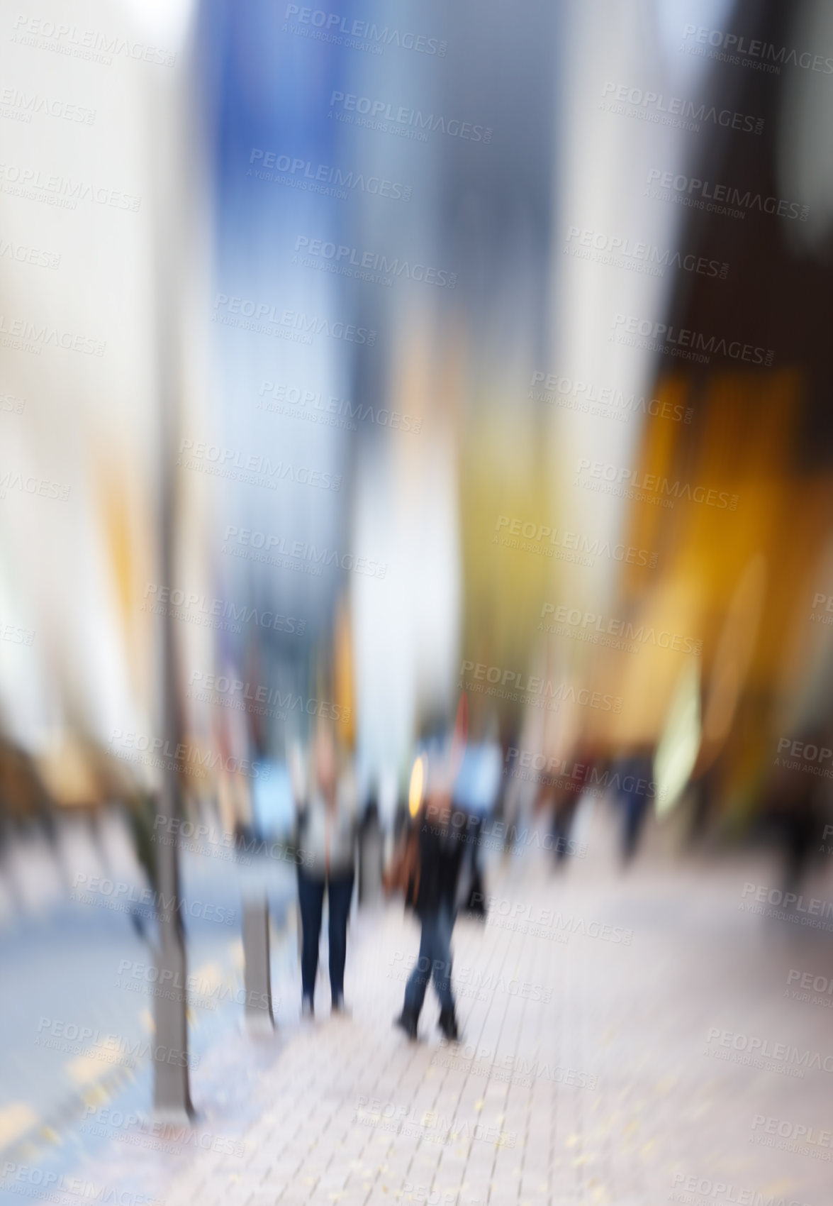 Buy stock photo Motion and lens blurred photo of city people