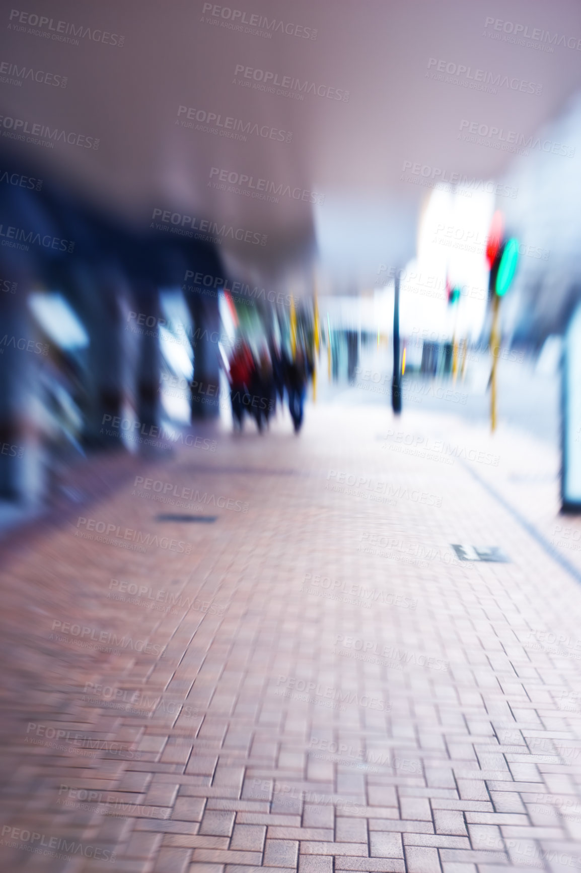 Buy stock photo City, blur and people in street walking for commute, travelling and journey in urban town. Population, community motion and crowd of men and women on crosswalk, road and sidewalk for destination