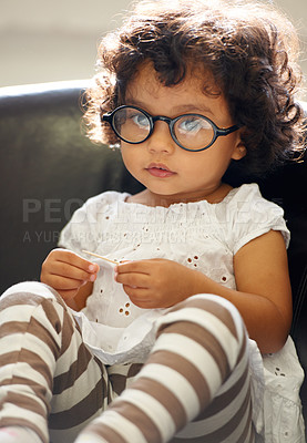 Buy stock photo Shot of a cute little girl at home