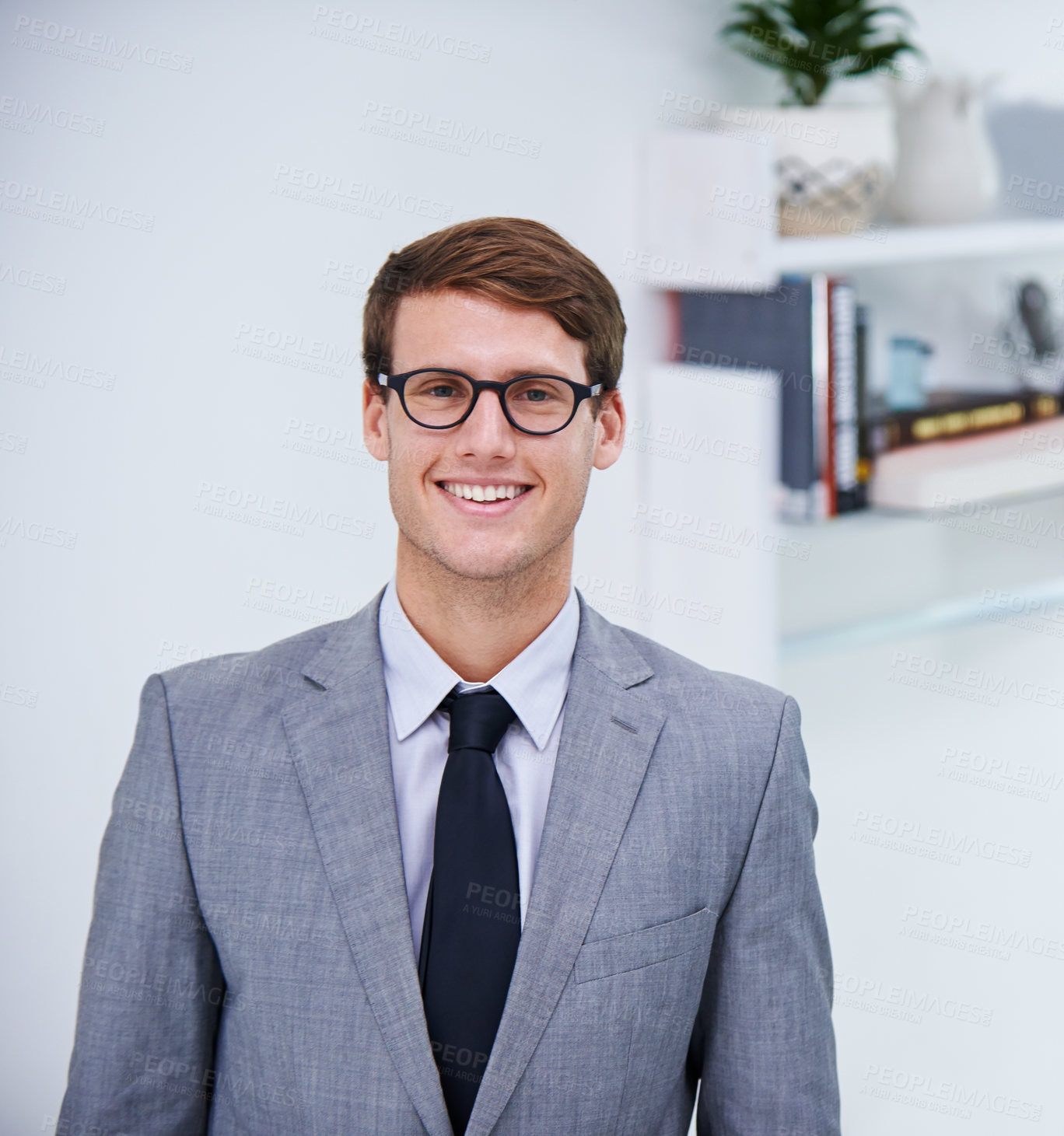 Buy stock photo Crossed arms, smile and portrait of businessman in office with confidence for finance career. Happy, professional and male financial broker from New York with pride for job with vision in workplace.