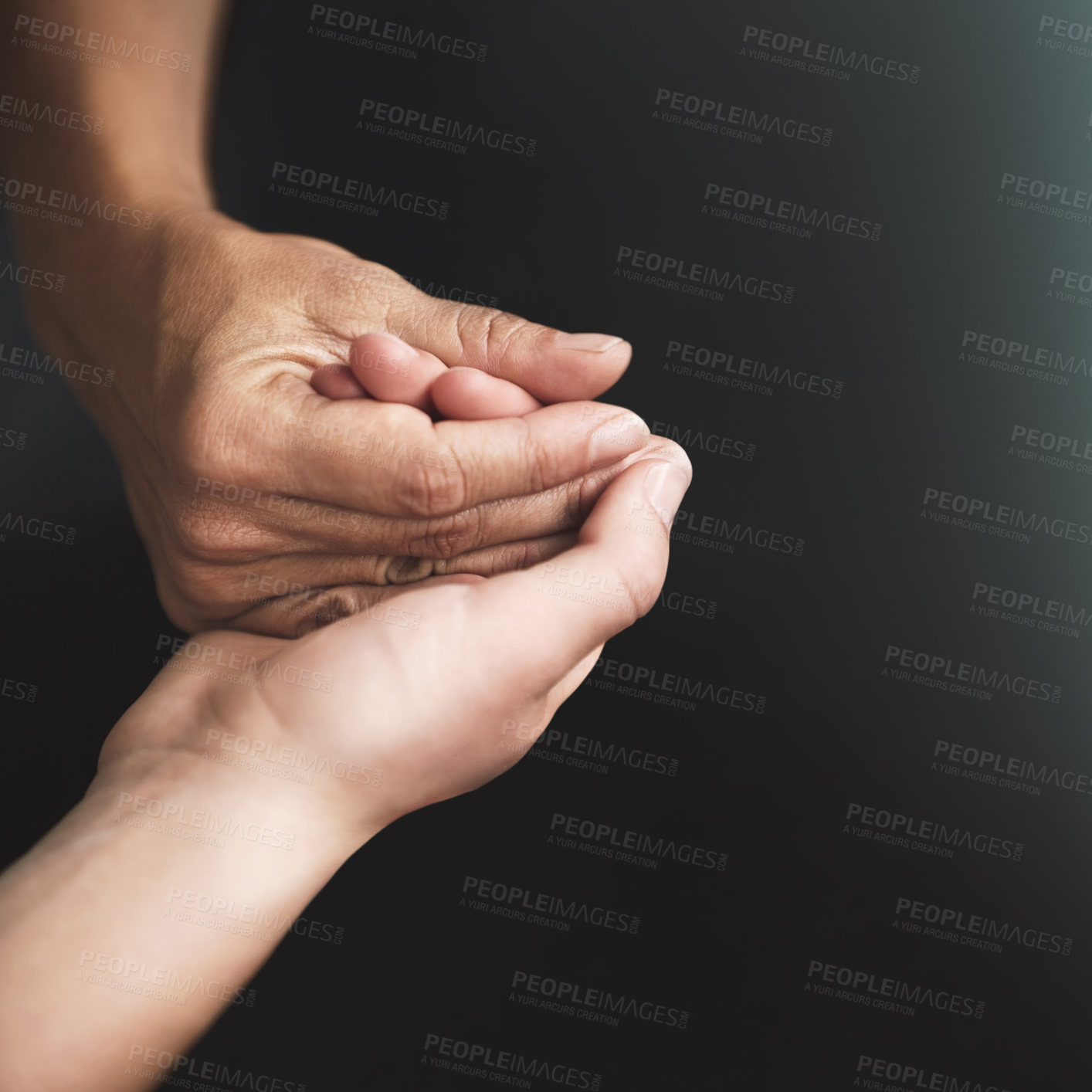 Buy stock photo Cropped shot of two people holding hands in comfort