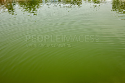 Buy stock photo Ritual, pool and holy with water for sacred, spiritual cleansing and mythology for tradition belief. India, harmony and green liquid by above for culture, religion and river for purification outdoor