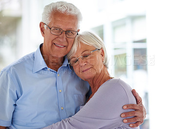 Buy stock photo Portrait of a loving senior couple