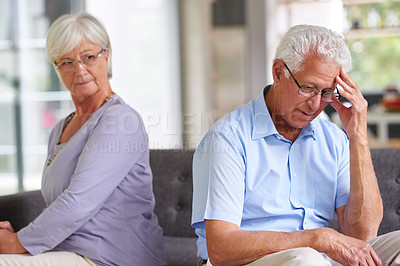 Buy stock photo Shot of a senior couple having an argument