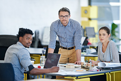 Buy stock photo Portrait of a diverse group of designers working together in an office
