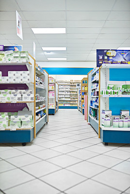Buy stock photo Shot of the inside of a pharmacy