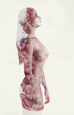 Buy stock photo A multiple exposure of a nude woman and background