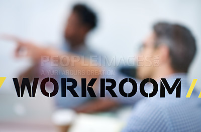 Buy stock photo Shot of a business meeting going on behind closed doors