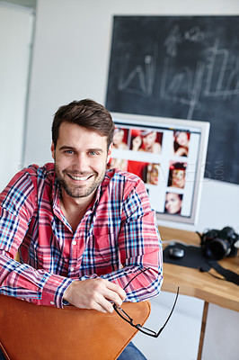 Buy stock photo Portrait shot of a creative professional in his office