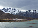 A photo of a fjord north of the polar circle in Norway