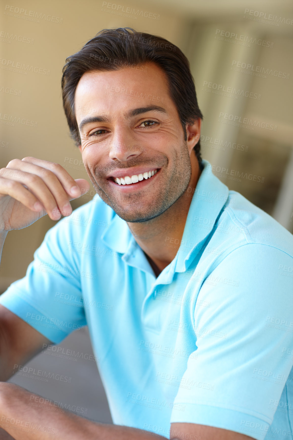 Buy stock photo Cropped portrait of a handsome man wearing a golf shirt