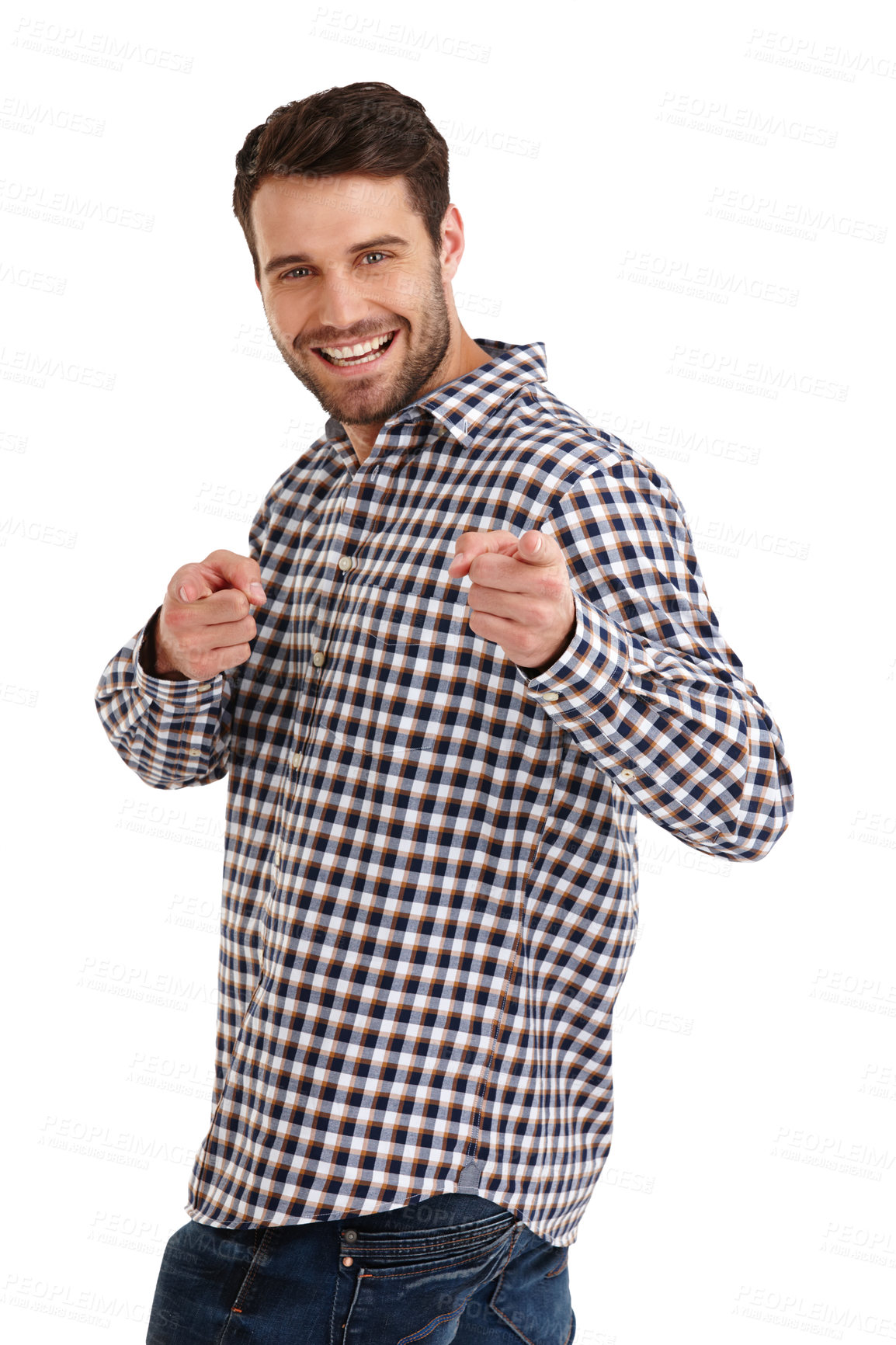 Buy stock photo Studio portrait of a handsome young man posing against a white background