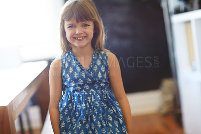 Buy stock photo Cropped shot of a young girl at home