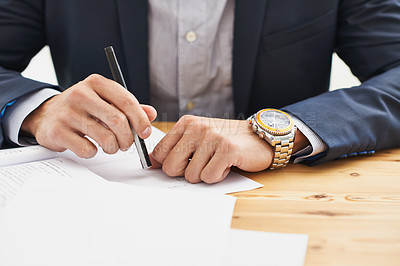Buy stock photo Cropped shot of  a business man writing