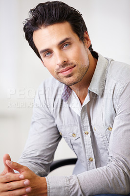 Buy stock photo Portrait, serious and business man in office, workplace or corporate company. Face, confidence and male entrepreneur, professional or person from Canada with pride for career, job and success mindset