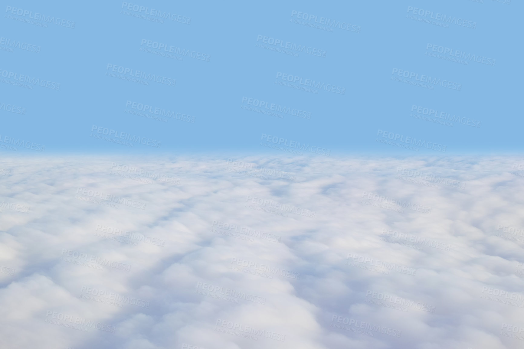 Buy stock photo Skyline, nature and clouds with sunshine and blue sky for wallpaper or mockup space. Summer, cirrostratus and cloudscape or scenery and texture in natural environment or morning light for banner