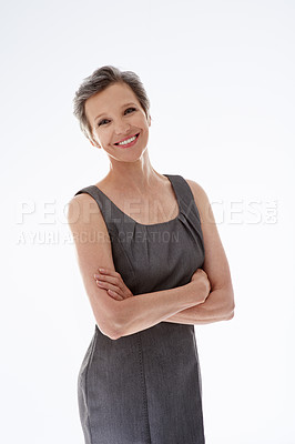 Buy stock photo Cropped studio portrait of a stylish mature businesswoman