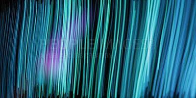 Buy stock photo Modern technology in motion. Illustration of beams of light against a dark background. Abstract laser beams of light. Futuristic Tech and technology concept or wallpaper. Rays of motion, energy effect