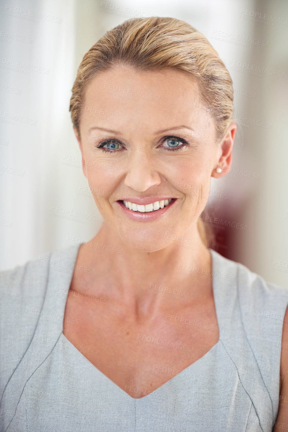 Buy stock photo Businesswoman, workplace or portrait with smile for career or confident, empowerment in finance or accounting. Female accountant, office or professional with pride in corporate company, happy for job