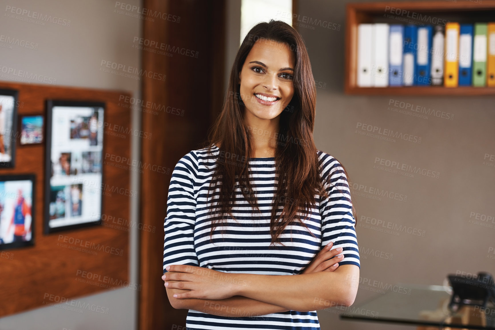 Buy stock photo Portrait of an attractive young woman standing in her home office