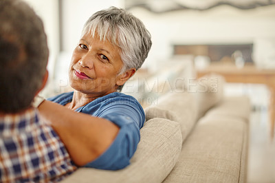 Buy stock photo Shot of a senior couple spending quality time together at home