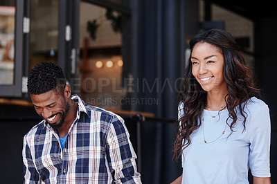 Buy stock photo Shot of a happy couple spending time together