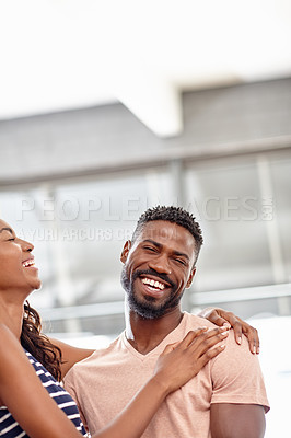 Buy stock photo Cropped shot of a young couple enjoying each other's company
